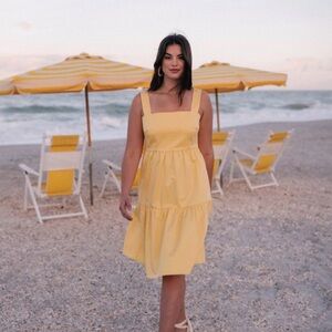 Gal Meets Glam EUC Desiree Canary Yellow Cotton Midi Dress Size 10